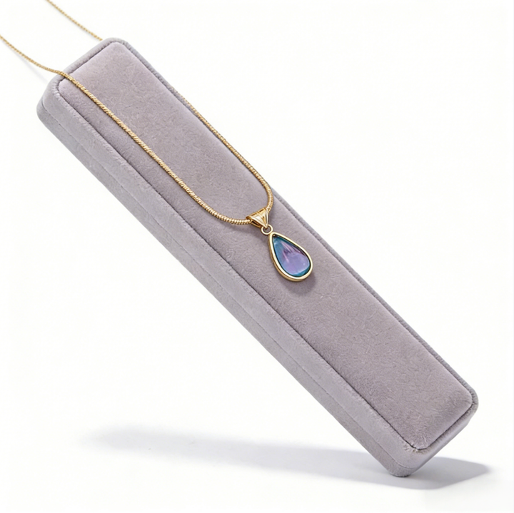 Teardrop Iridescent Gem Snake Chain Necklace (Cool & Gentle High-End Choker)