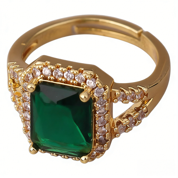 Emerald-Cut Diamond Open Ring (Vintage Luxury Pavé Band)