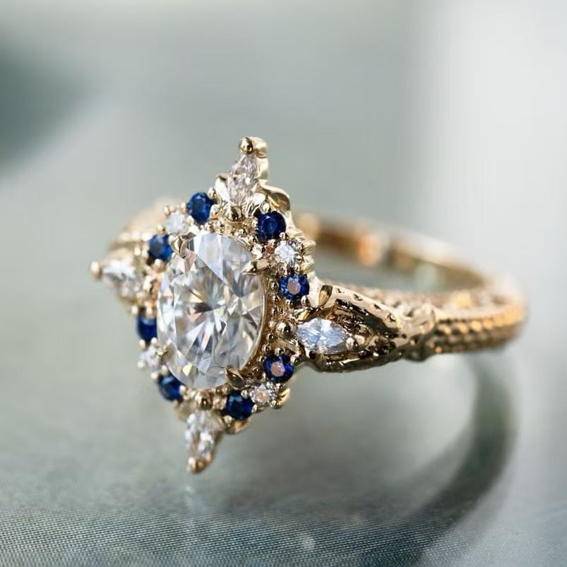 Vintage Filigree Sapphire Halo Engagement Ring (Delicate Luxury Statement Band)