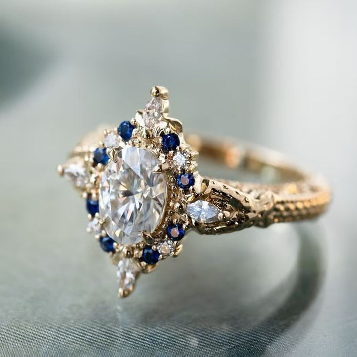 Vintage Filigree Sapphire Halo Engagement Ring (Delicate Luxury Statement Band)