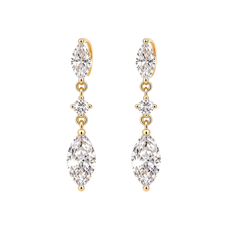 Marquise Diamond Long Drop S925 Silver Earrings