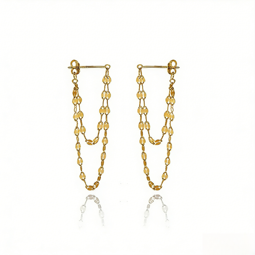 Double-Layer Shimmer Chain Drop Earrings (2 Colors Delicate Statement Jewelry)