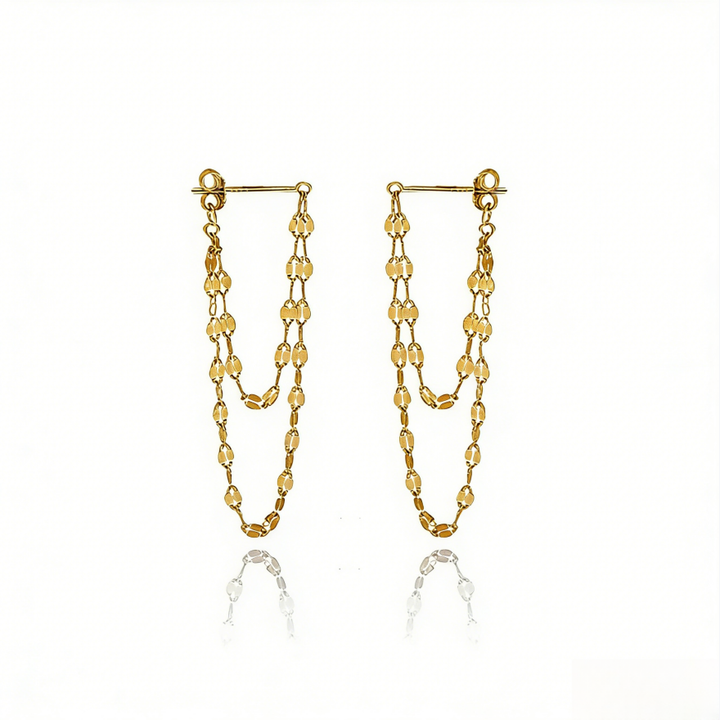 Double-Layer Shimmer Chain Drop Earrings (2 Colors Delicate Statement Jewelry)