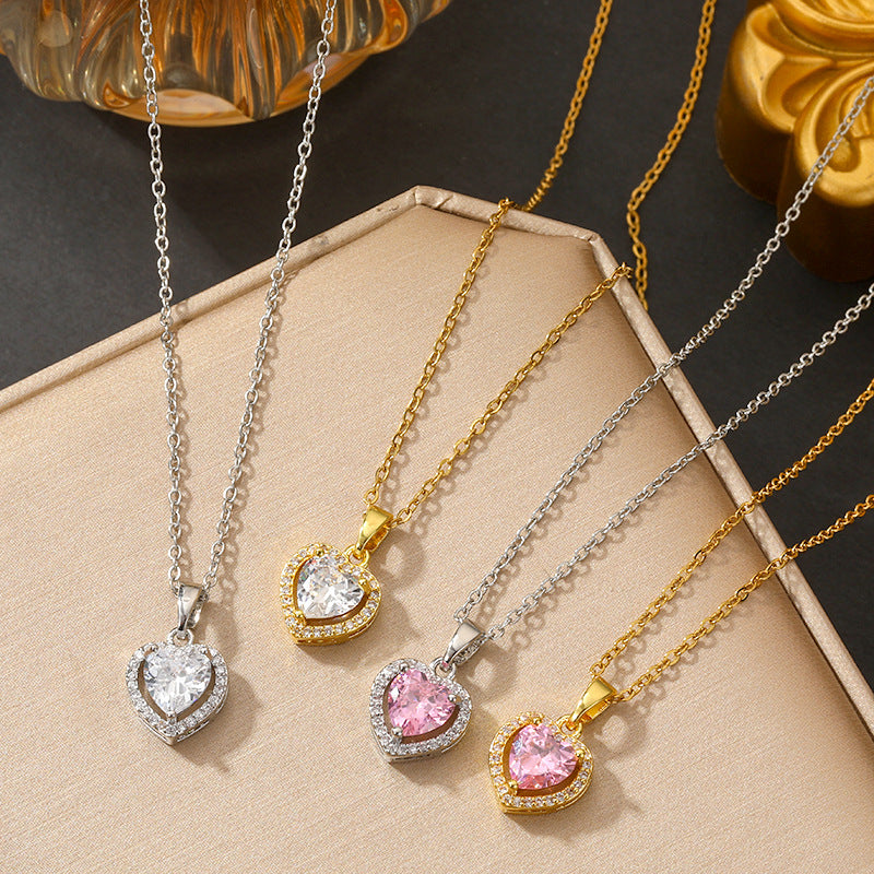 Heart Halo Diamond Necklace