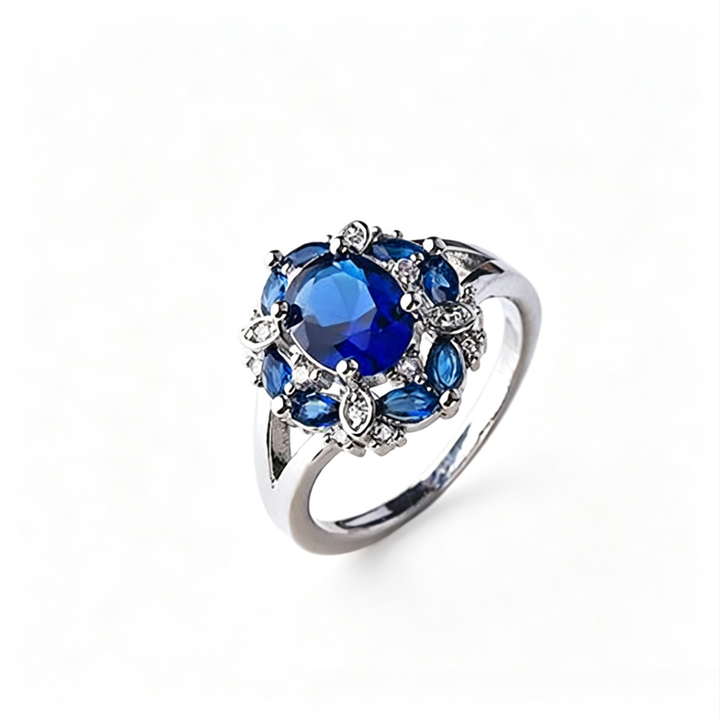 Oval‑Cut Main Stone Multi‑Color Halo Diamond Ring, Multi‑Color Options