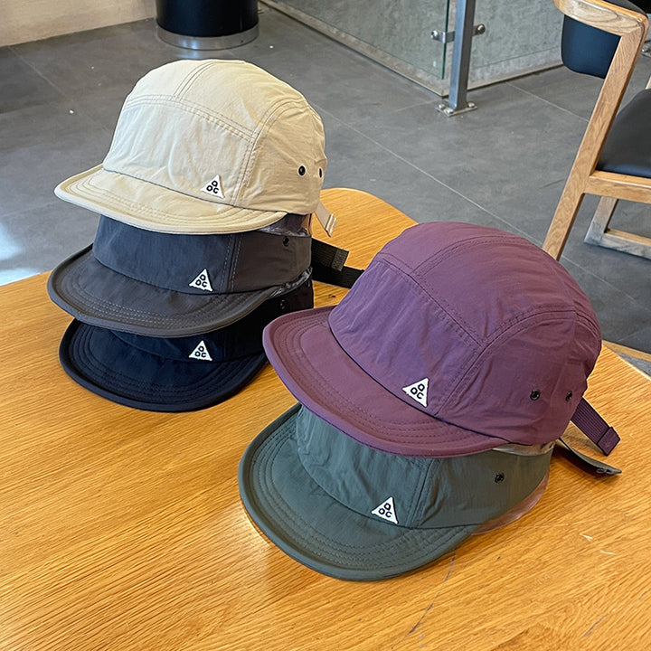 European & American Outdoor 5-Panel Quick Dry Short Brim Camp Cap, Lightweight Breathable Adjustable Sun Hat for Hiking & Camping