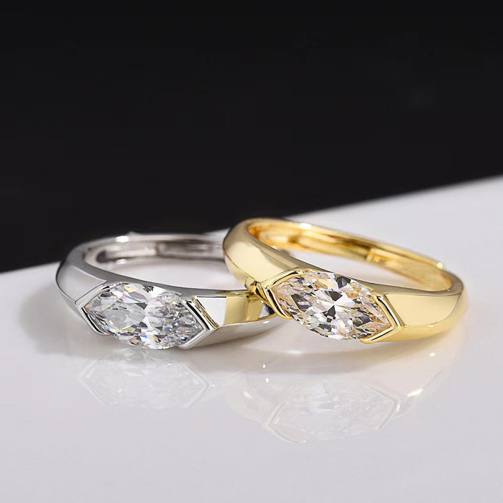 Marquise‑Cut Bezel‑Set Solitaire Ring, Two‑Tone Options