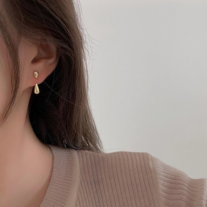 S925 Silver Double Teardrop Combo Stud Earrings, Minimal Smooth Solid Teardrop 2-Wear Earrings, Gold & Silver Two Tones