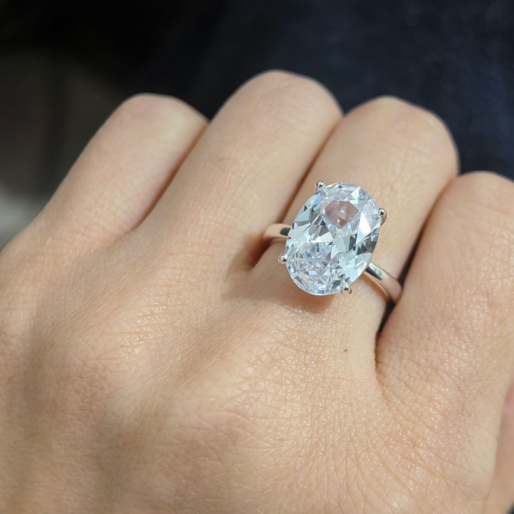 S925 Silver Multi‑Cut Center Stone Women Ring, Oval & Radiant Cut Multi‑Color Stone Engagement Slim Band