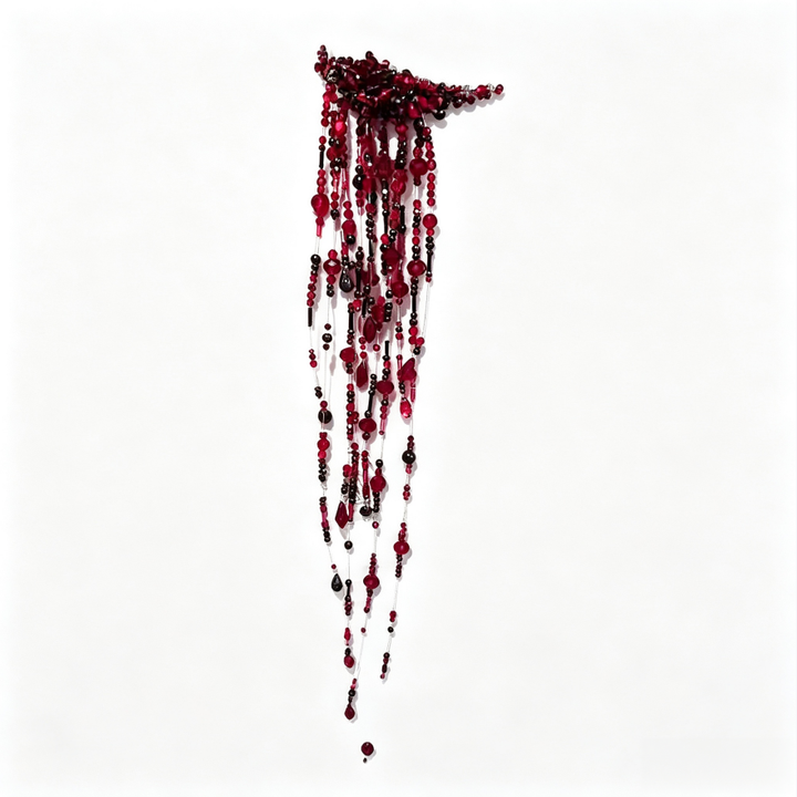 Choker Burgundy Multi-Layer Beaded Tassel Choker