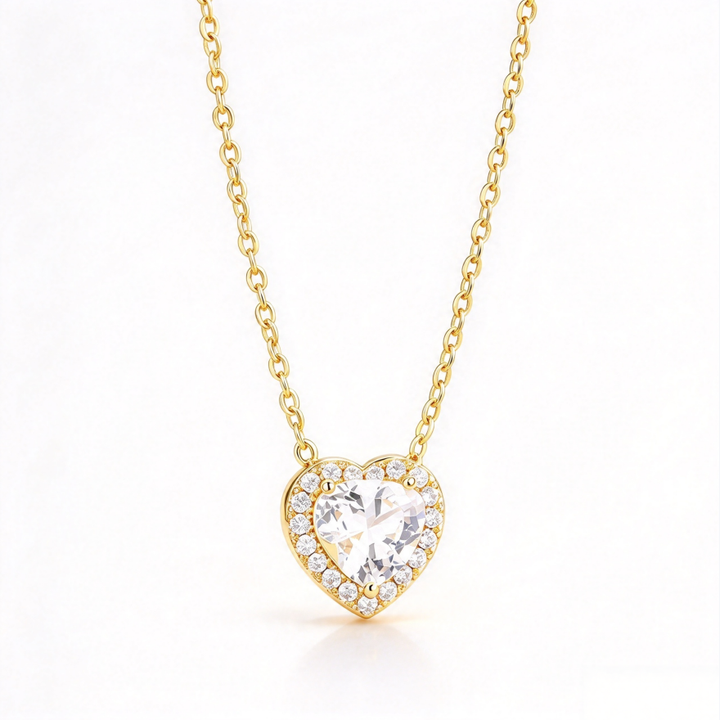Heart Halo Diamond S925 Silver Necklace