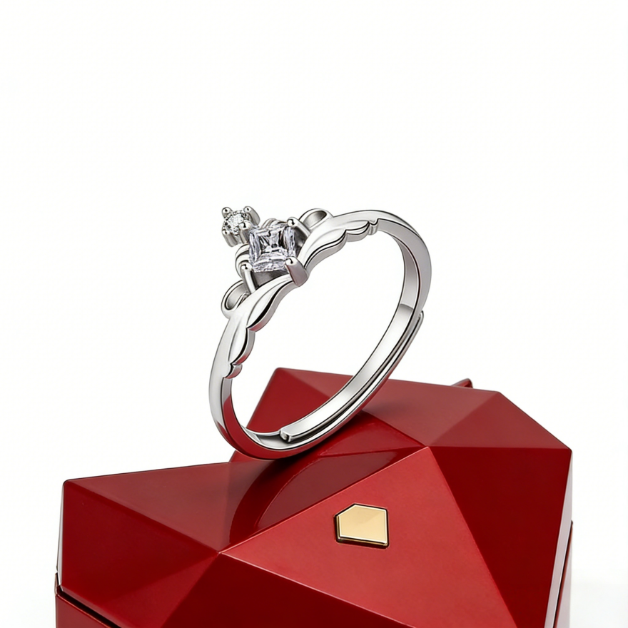 Knight & Princess Couple Ring Set (S925 Silver Blue Gem Vintage Wedding Band)