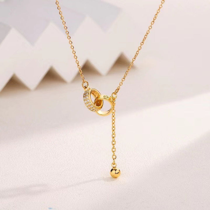 Double Ring Tassel Choker (Light Luxury Niche Adjustable Necklace)