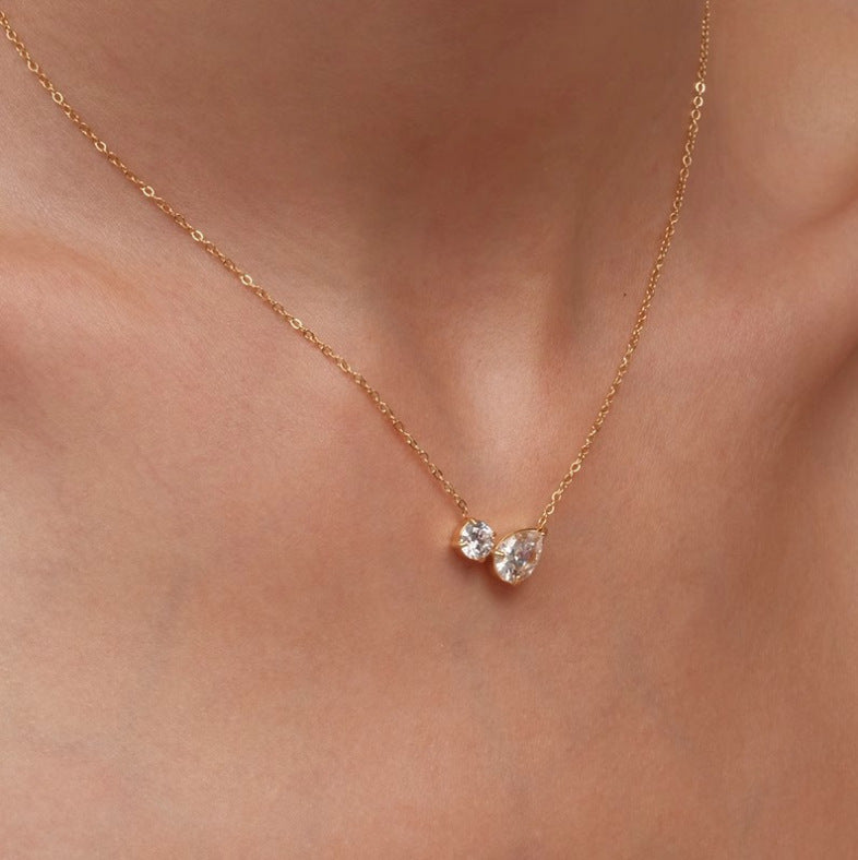 Two-Stone Heart Choker (Light Luxury Minimalist Confession Style)