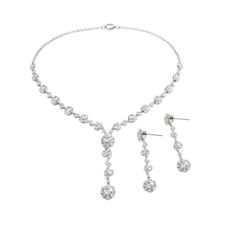 Luxury Diamond‑Inlaid Necklace & Earring Jewelry Set for Banquet