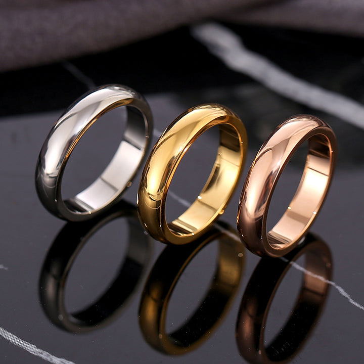 4mm Polished Domed S925 Silver Ring, 3 Colors Plain Band, Minimalist Couple Ring