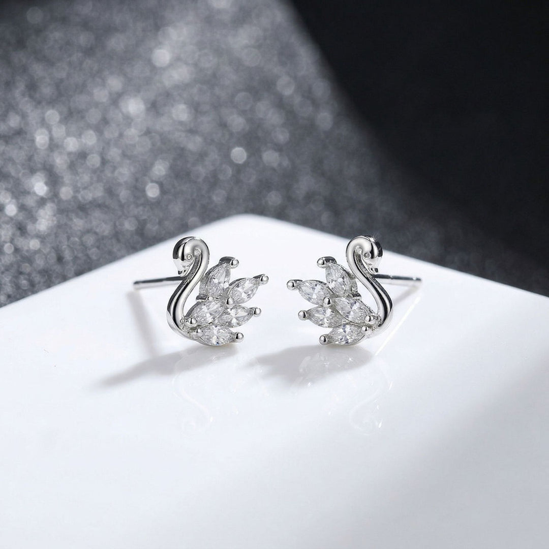Swan Diamond Stud Earrings
