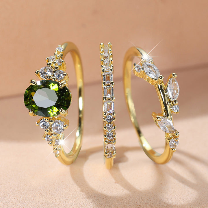 Three‑Piece Stackable Ring Set With Two‑Tone Options
