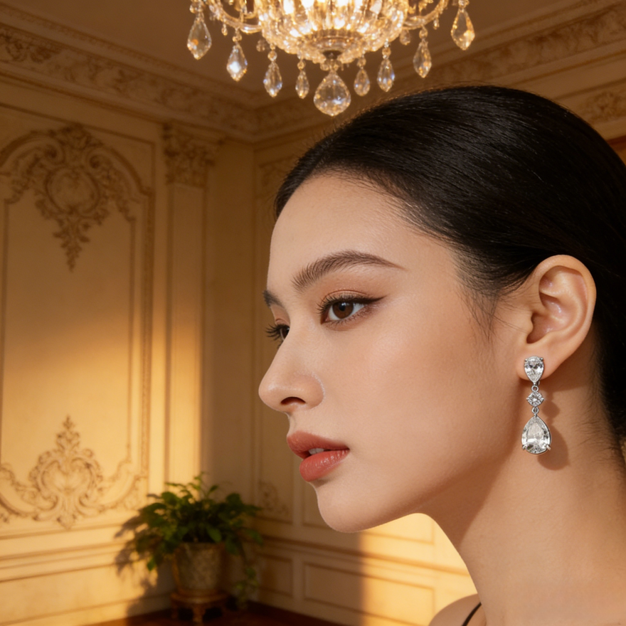 Pear-Shaped Pavé Drop Earrings (Luxury Gala Statement Earrings)