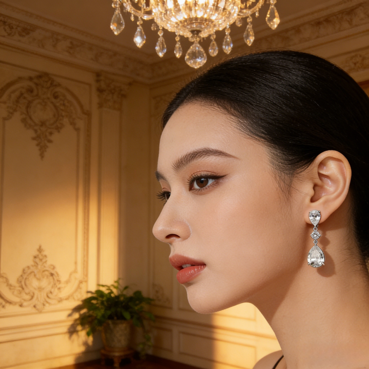 Pear-Shaped Pavé Drop Earrings (Luxury Gala Statement Earrings)