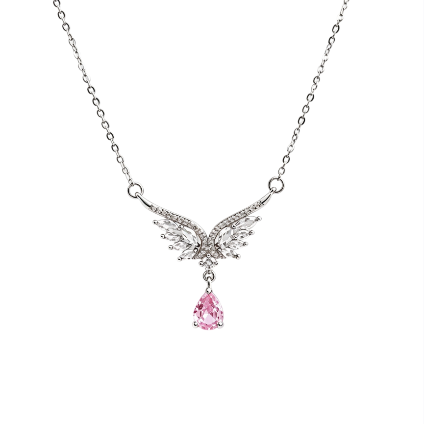 Angel Wing Teardrop Diamond Necklace