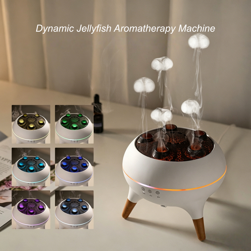 5-Hole Jellyfish Mist Aroma Diffuser, Multi-Color LED Timing Silent Home Scent Humidifier