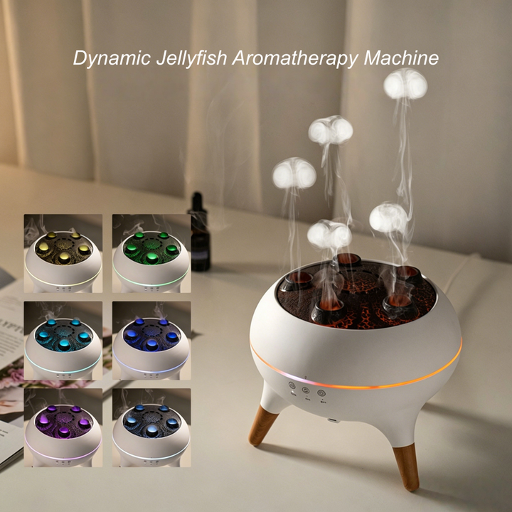 5-Hole Jellyfish Mist Aroma Diffuser, Multi-Color LED Timing Silent Home Scent Humidifier