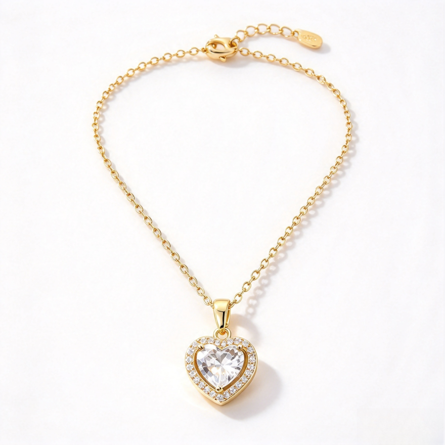 Heart Halo Diamond Necklace