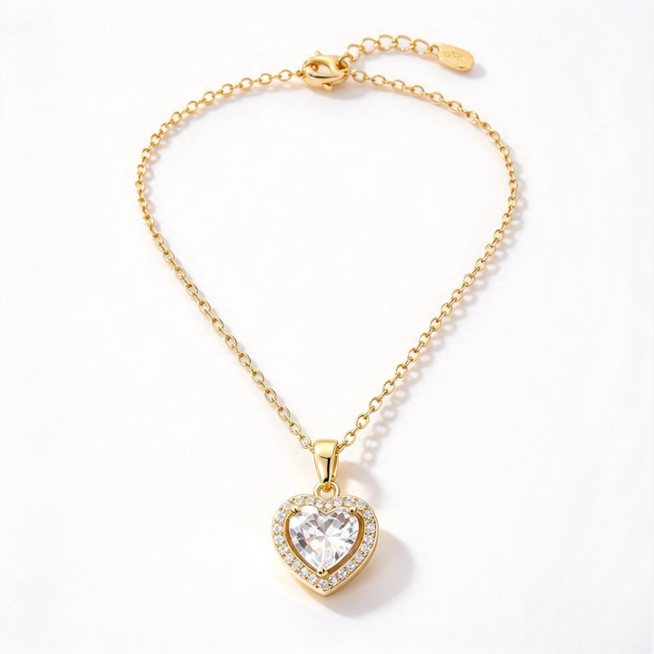 Heart Halo Diamond Necklace
