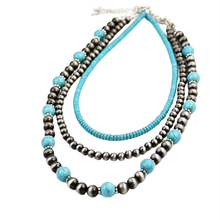 Bohemian Turquoise Multi-Layer Beaded Necklace (Vintage Ethnic Clavicle Chain)