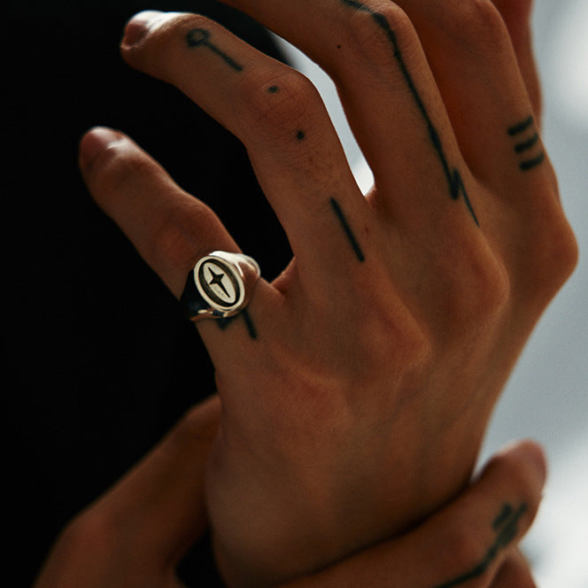 Vintage North‑Star Oval Open‑Band Ring