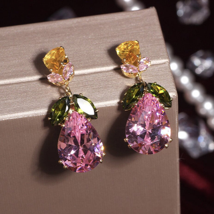 S925 Silver Multi-Color Teardrop Diamond Drop Earrings
