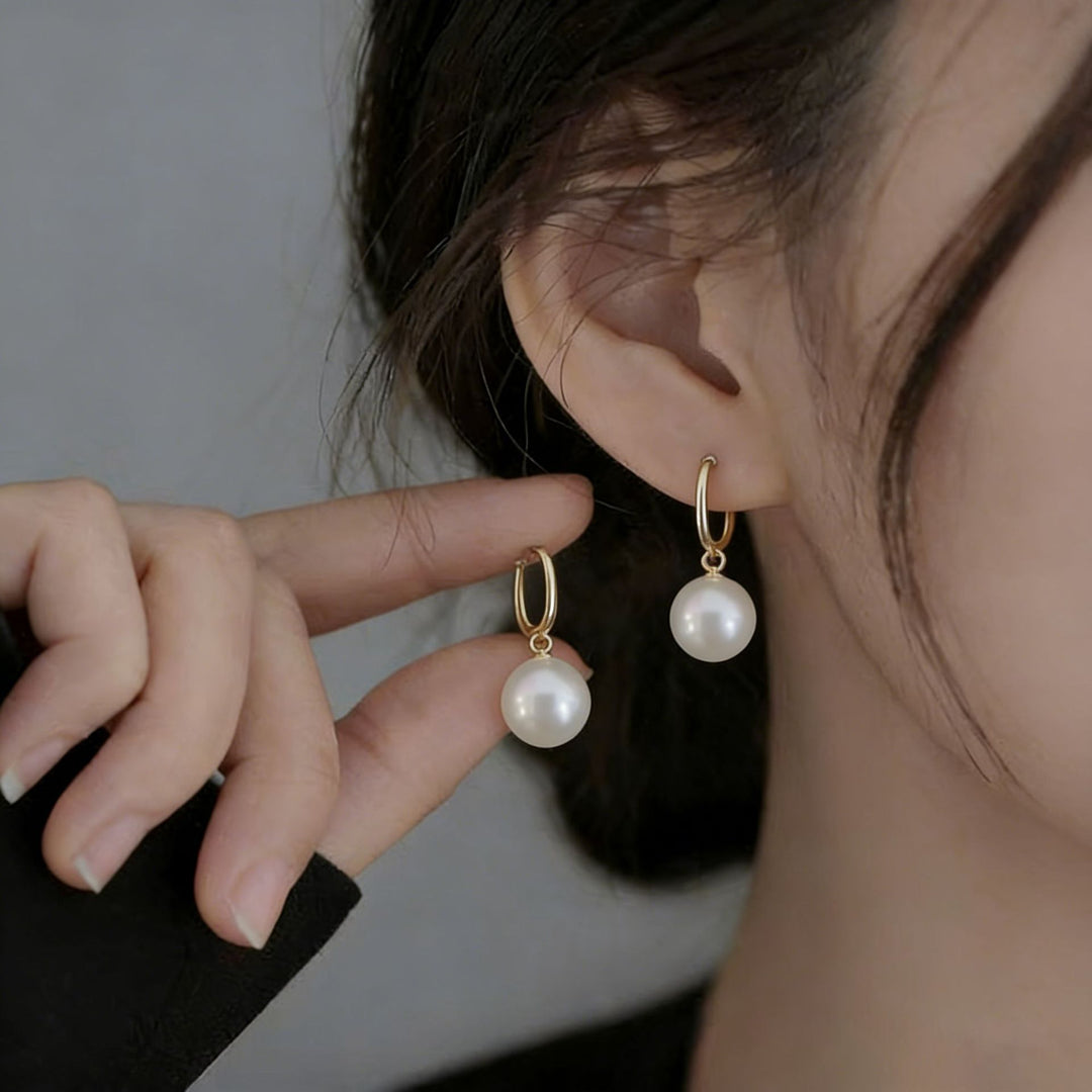 U-Shaped Horseshoe Pearl Hoop Earrings (Minimalist Daily Wear Jewelry)