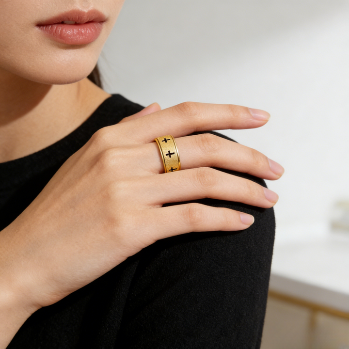 Cross Pattern Matte Spinner Ring (2 Colors Unisex Anxiety Band)