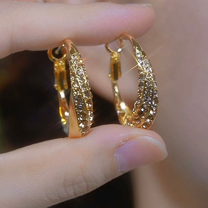 Triple Row Pavé Twist Huggie Earrings (Light Luxury Niche Design Earrings)