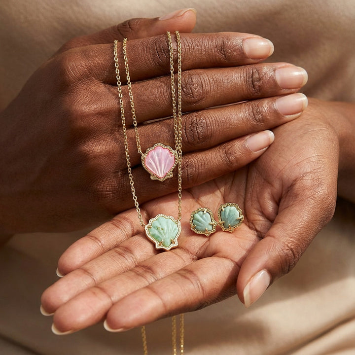 Ocean Shell Gemstone Collection (Light Luxury Niche Vacation Style Necklace / Earrings)