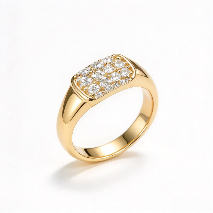 Gold Pave Square Ring