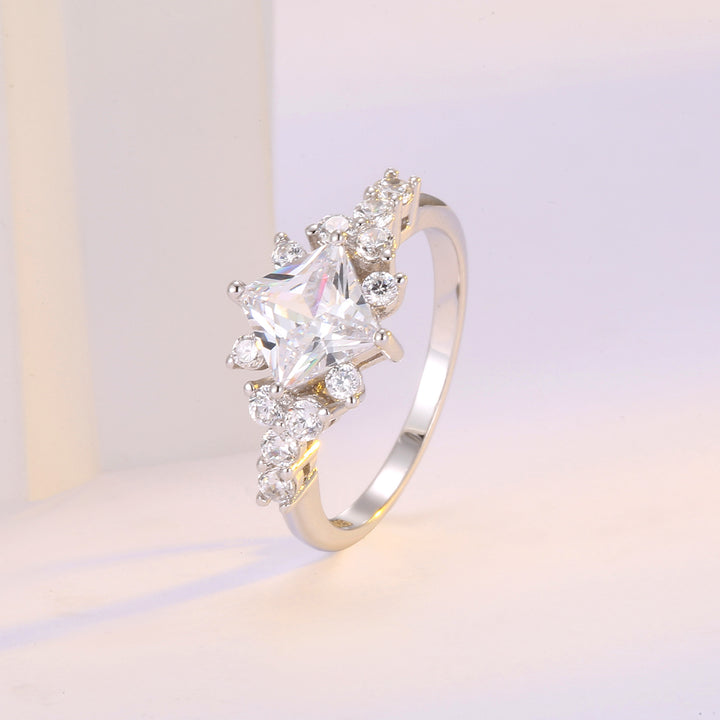 Princess-Cut Center Stone Pavé Accent Ring (Luxury Engagement & Statement Band)