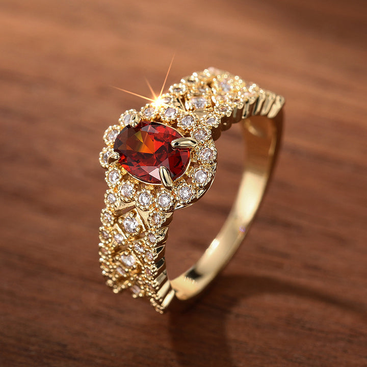 Oval Ruby Pavé Vintage Ring (Luxury Royal Glam Band)