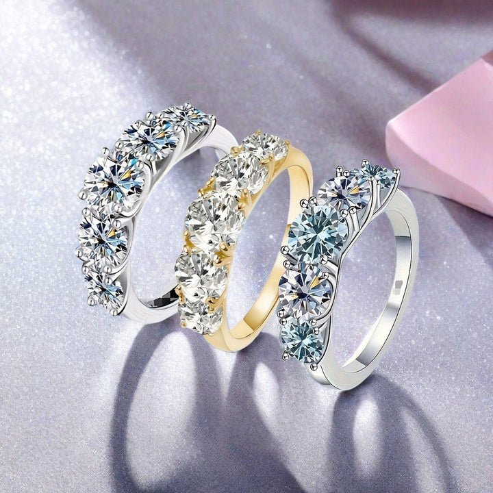 Pavé Diamond Ring Set (Light Luxury Niche Elegant Band)