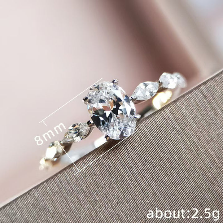 Oval Center Stone Vine-Style Diamond Ring (2 Colors Delicate Engagement Band)