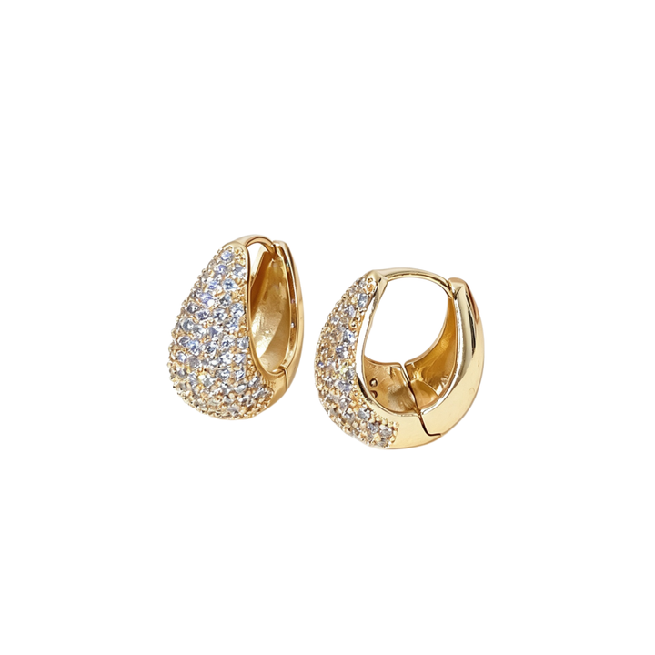 Full Paved Teardrop Hoop Earrings, Luxury Micro Paved Diamond 3D Water Drop Leverback Earrings for Women