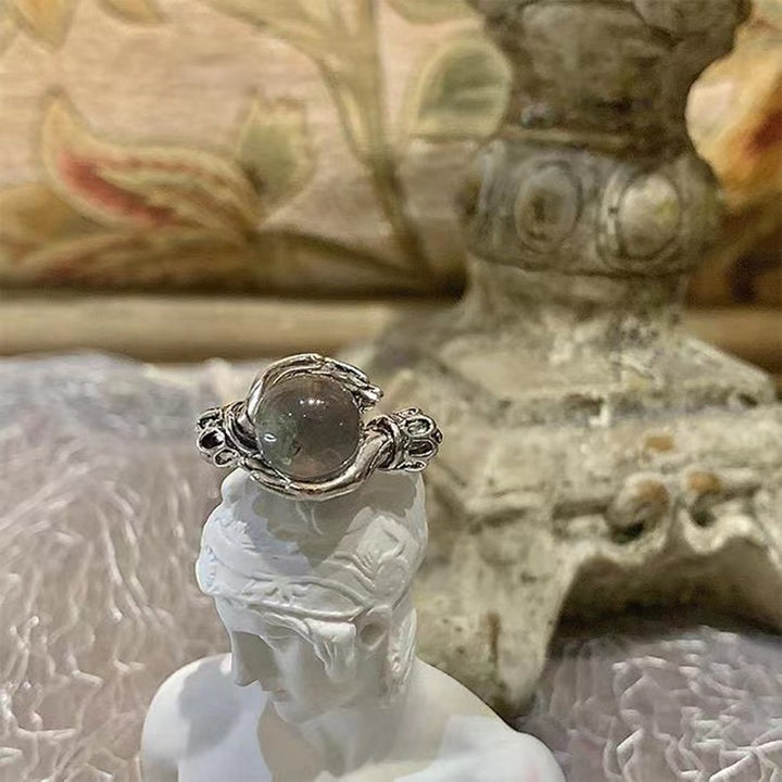 Vintage Prophecy Magic Crystal Ball Ring (Light Luxury Niche Dark Style Band)