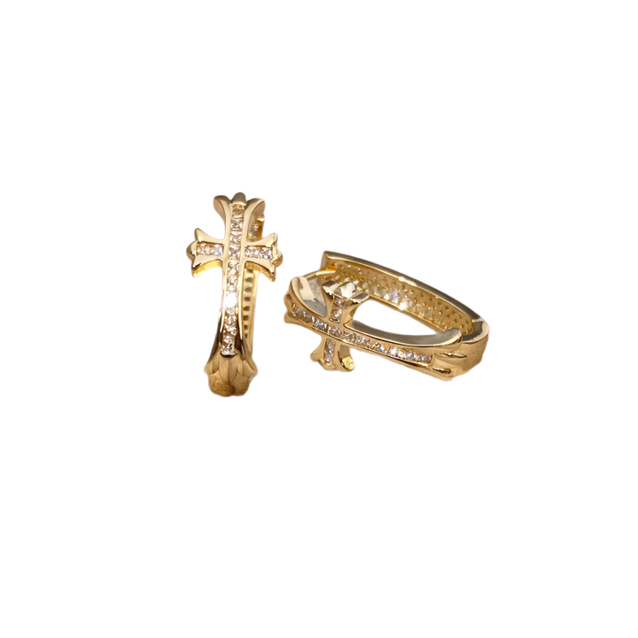 Vintage Cross Pavé Huggie Earrings (Light Luxury Niche Edgy Sweet Earrings)