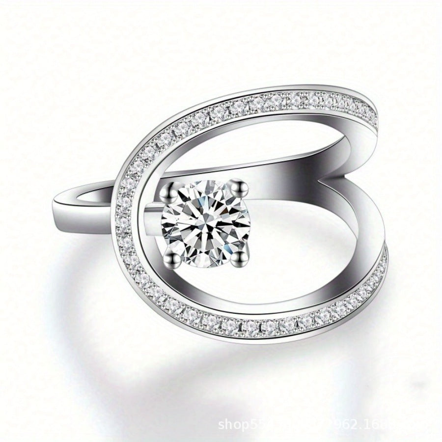 Spacetime Trajectory Double Halo Diamond Ring (Light Luxury Niche Design Band)