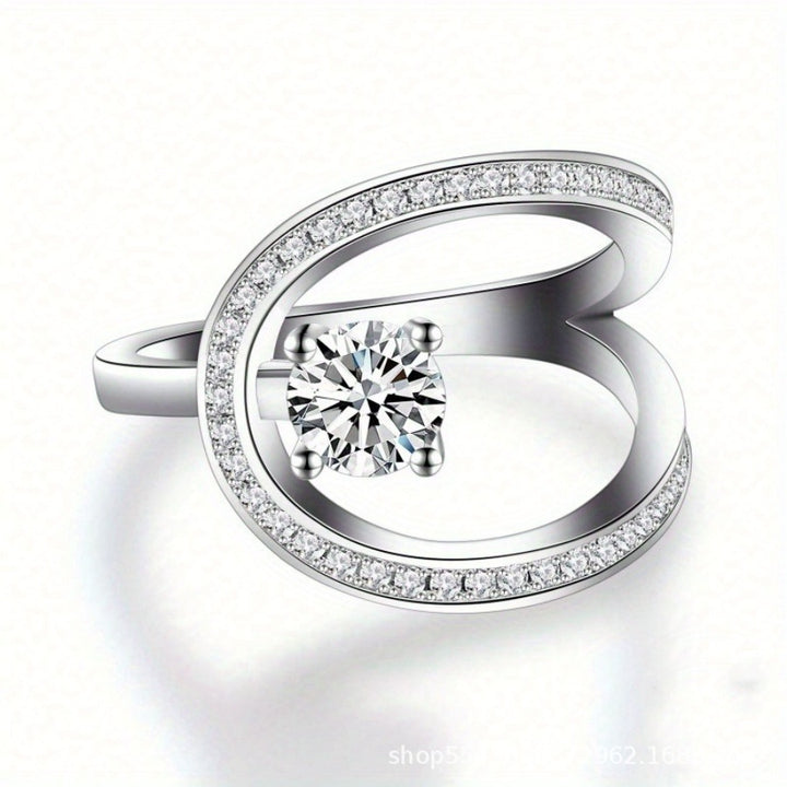 Spacetime Trajectory Double Halo Diamond Ring (Light Luxury Niche Design Band)