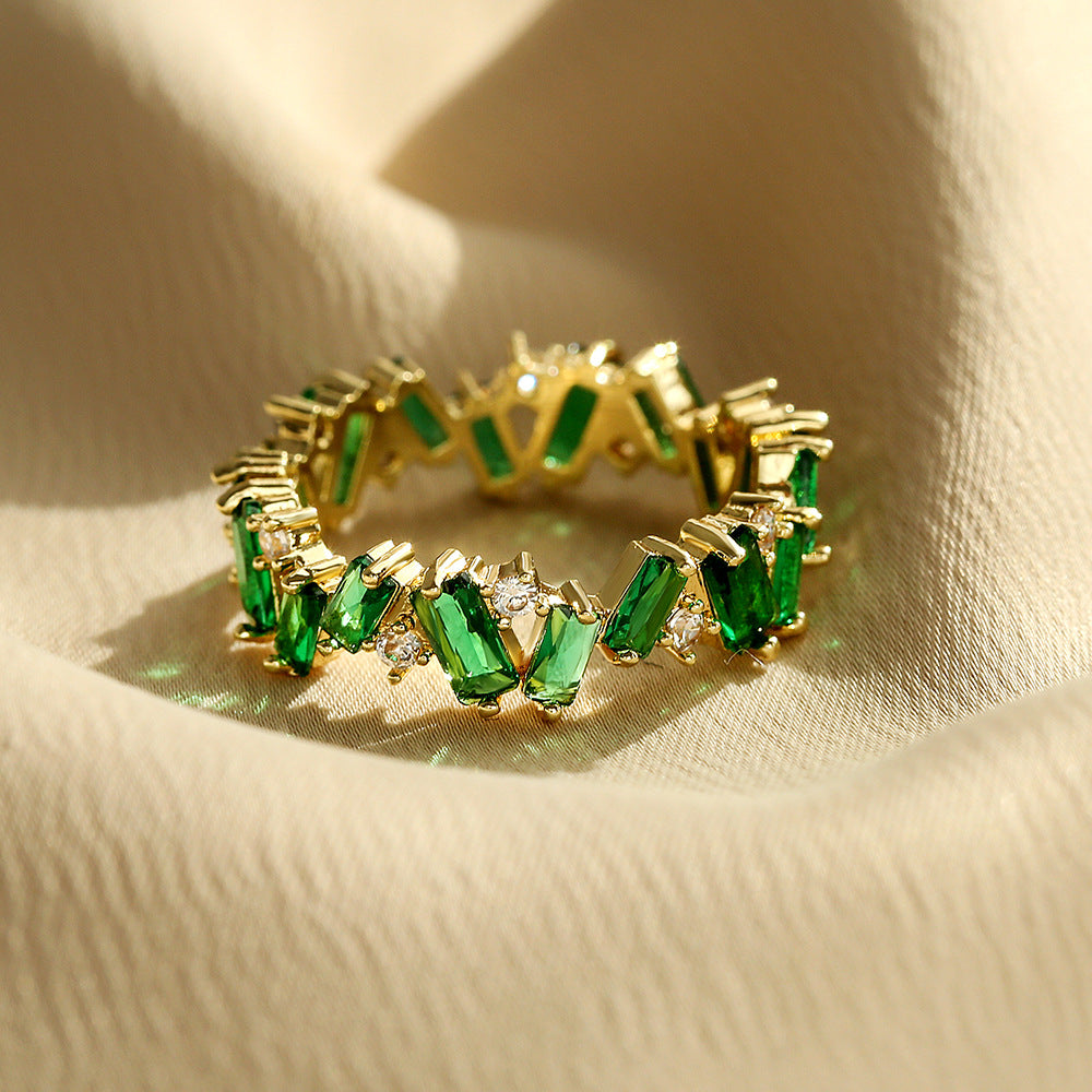 Irregular Baguette Diamond Full Eternity Band, Multi‑Color Options