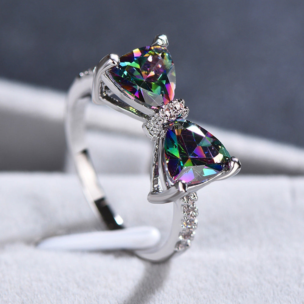 Bow Gemstone Ring Set (Light Luxury Niche Sweet Bands)