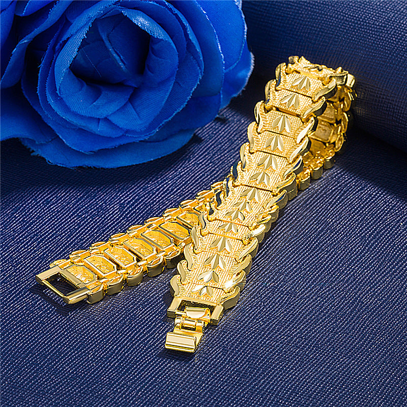 Watchband-Style Engraved Wide Bracelet (Light Luxury Business Personalized Bracelet)