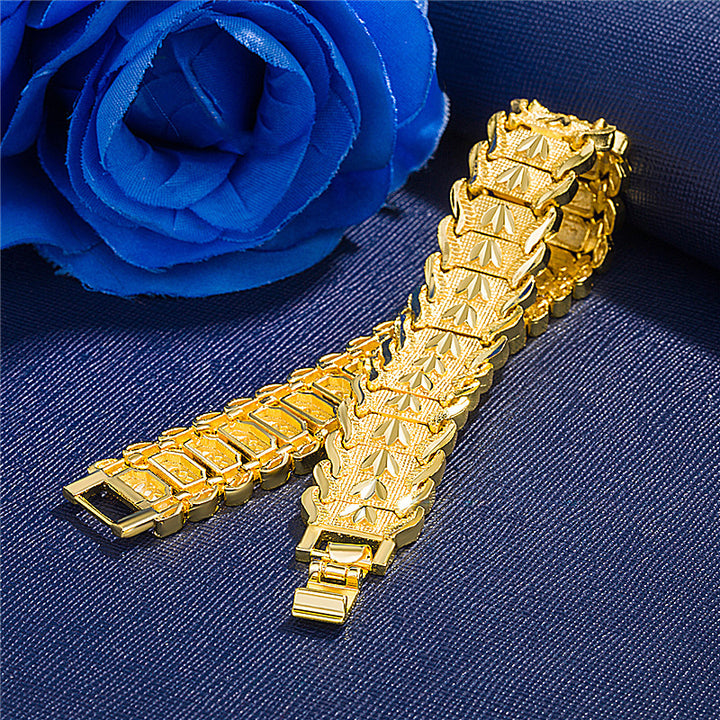 Watchband-Style Engraved Wide Bracelet (Light Luxury Business Personalized Bracelet)